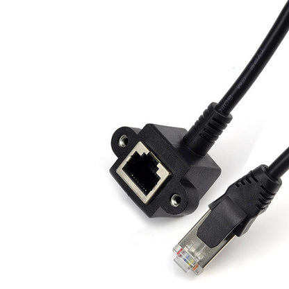 Câble LAN SYSTEM-S 30 cm Prise 8P8C vers fiche RJ45 adaptateur à vis d'angle en noir