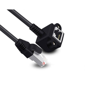 Câble LAN SYSTEM-S 60 cm Prise 8P8C vers fiche RJ45 adaptateur à vis coudé en noir