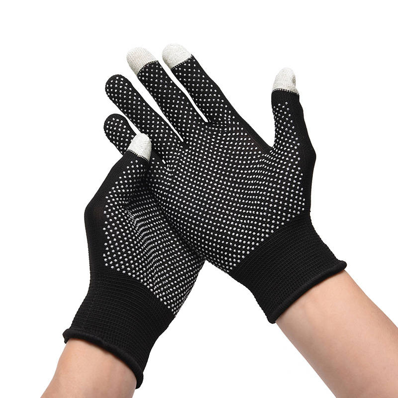 SYSTEM-S Anti Rutsch Handschuhe aus Stoff für Smartphones Touch Bildschirme in Schwarz