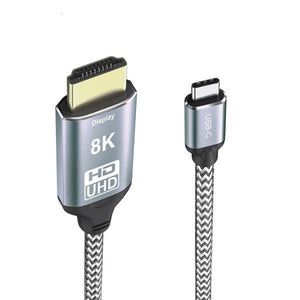 SYSTEM-S USB4 Kabel 180 cm Typ C Stecker zu HDMI 2.0 Stecker 40 Gbit/s USB 4.0 geflochten