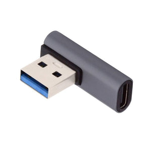 Adaptateur SYSTEM-S USB 3.1 Gen 2 type C femelle vers câble coudé mâle 3.0 type A en gris