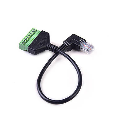 SYSTEM-S LAN cable 30 cm RJ45 plug to 8 pin terminal block angle adapter in black