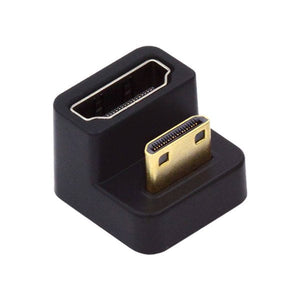 SYSTEM-S HDMI Adapter Mini Stecker zu Standard Buchse U Turn 180° Winkel Kabel in Schwarz