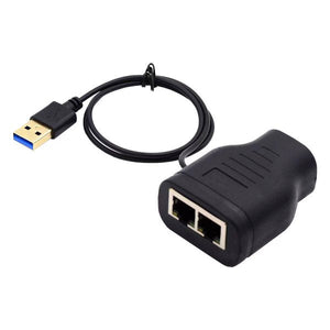 SYSTEM-S Adaptateur LAN Y 2x RJ45 femelle vers femelle Répartiteur Ethernet Câble USB 3.0 Noir