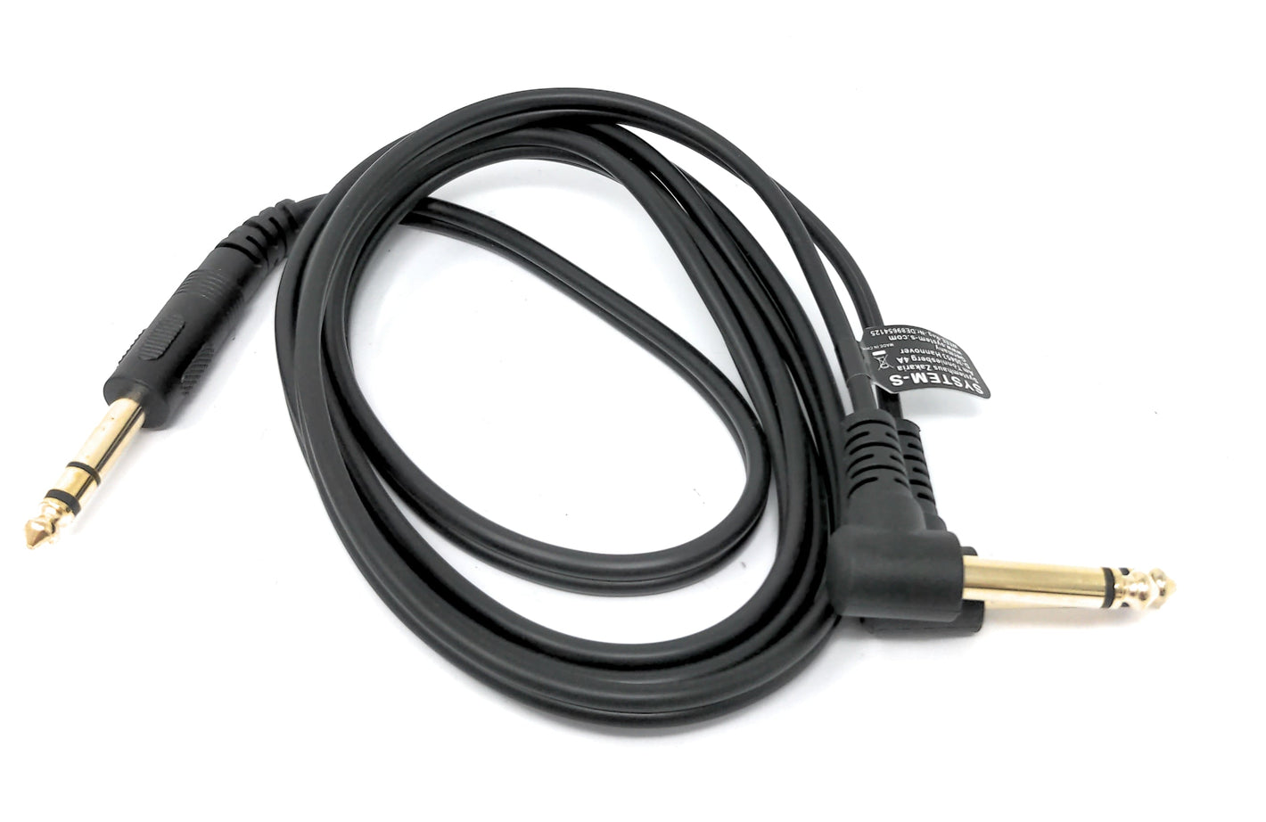 SYSTEM-S Audio Y Kabel 150cm 6,35mm Stereo AUX Klinke Stecker & Stecker zu Stecker Winkel