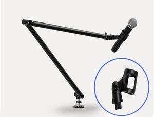 Support de table SYSTEM-S à col de cygne 360° pour microphones en noir