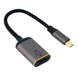 SYSTEM-S USB4 Kabel 10 cm Typ C Stecker zu HDMI 2.1 Buchse 40 Gbit/s USB 4.0 geflochten