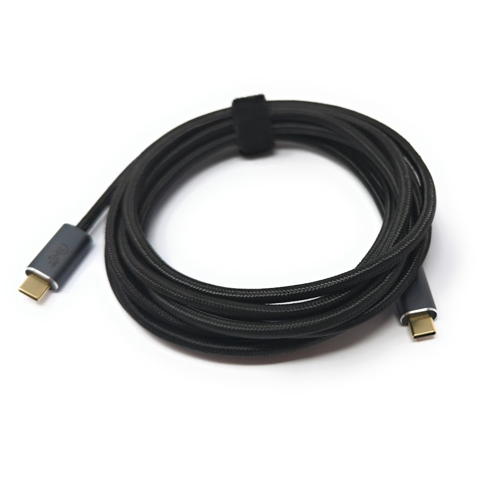 SYSTEM-S USB 3.2 Gen 2 Cable 300 cm Type C Male to Male Adapter Braided Black