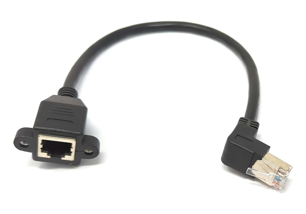 Câble LAN SYSTEM-S 30 cm 8P8C adaptateur à vis coudé mâle vers femelle en noir