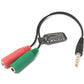 Cable Y de audio SYSTEM-S de 20 cm, conector auxiliar estéreo de 3,5 mm macho a 2 adaptadores hembra, negro
