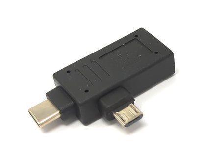 SYSTEM-S USB Y 3.1 Adapter Type C Plug & 2.0 Micro B Plug to A Socket Cable Black