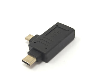 SYSTEM-S USB Y 3.1 Adapter Type C Plug & 2.0 Micro B Plug to A Socket Cable Black