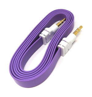 SYSTEM-S Audio Cable 100 cm Stereo AUX Jack 3.5 mm Male to Male Flat in Purple