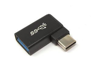 SYSTEM-S USB 3.1 Adapter Typ C Stecker zu 3.0 Typ A Buchse Winkel Kabel in Schwarz