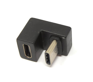 SYSTEM-S USB 3.1 Adapter Typ C Stecker zu Buchse U Turn 180° Winkel Kabel in Schwarz