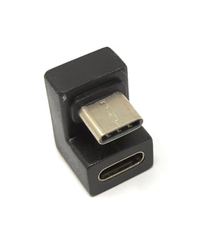 Adaptateur USB 3.1 type C mâle vers femelle câble coudé à 180° en U tournant en noir
