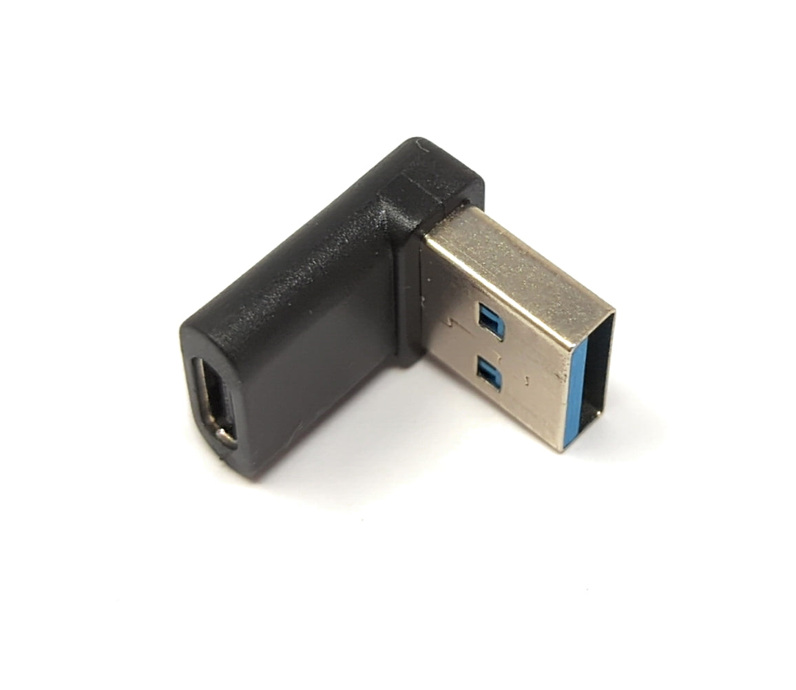 SYSTEM-S USB 3.1 adapter type C female to 3.0 type A male angle cable in black