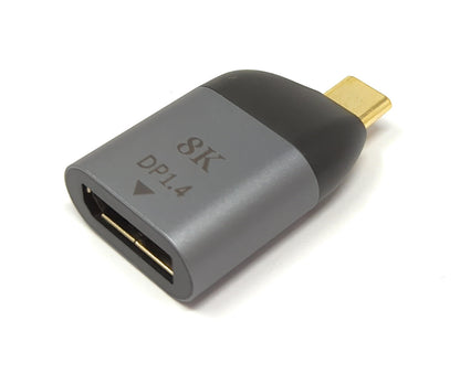 SYSTEM-S DisplayPort Adapter DP Buchse zu USB 3.1 Typ C Stecker 8K Kabel in Grau