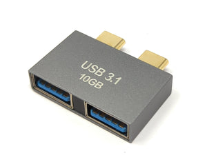 SYSTEM-S USB 3.1 Gen 2 double adapter 2x Type C male to 2x 3.0 Type A female cable OTG