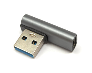 Adaptateur SYSTEM-S USB 3.1 type C femelle vers câble coudé 3.0 type A mâle en gris