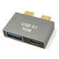 Adaptador doble SYSTEM-S USB 3.1 Gen 2 2x Tipo C macho a hembra y 3.0 Tipo A hembra OTG