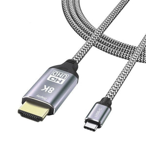 SYSTEM-S USB4 Kabel 180 cm Typ C Stecker zu HDMI 2.0 Stecker 40 Gbit/s USB 4.0 geflochten