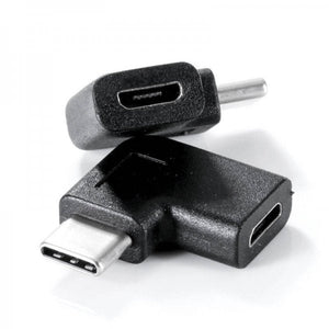 Adaptateur SYSTEM-S USB 3.1 type C mâle vers câble coudé 2.0 Micro B femelle en noir