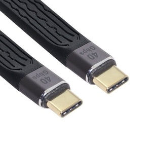 SYSTEM-S USB4 Cable 14 cm Type C Male to Male Flexible Flat 40 Gbit/s USB 4.0