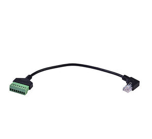 Cavo LAN da 30 cm con spina RJ45 e adattatore angolare per morsettiera a 8 pin in nero