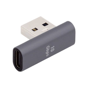 Adaptateur SYSTEM-S USB 3.1 Gen 2 type C femelle vers câble coudé mâle 3.0 type A en gris