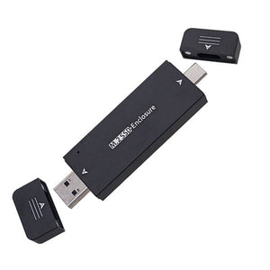 SYSTEM-S NVME M-key M.2 NGFF Adapter zu USB 3.1 Typ C & 2.0 Typ A Stecker für SATA SSD