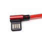 Cable micro USB nylon en ángulo izquierdo a interfaz USB reversible tipo A en rojo 29 cm