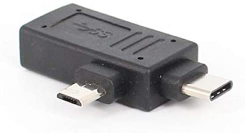 Adaptateur SYSTEM-S USB 3.1 Y type C + câble micro mâle vers 2.0 type A femelle en noir