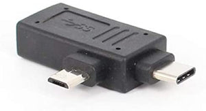 SYSTEM-S USB 3.1 Y Adapter Typ C + Micro Stecker zu 2.0 Typ A Buchse Kabel in Schwarz