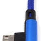 SYSTEM-S Micro USB cable nylon left angled to reversible USB interface type A in blue 29 cm