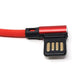 Cable micro USB nylon en ángulo izquierdo a interfaz USB reversible tipo A en rojo 29 cm