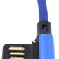 SYSTEM-S Micro USB cable nylon left angled to reversible USB interface type A in blue 29 cm