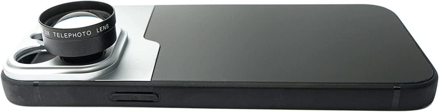 SYSTEM-S Zoom Lens 3x Telephoto Lens Filter with Case in Black for iPhone 14 Pro