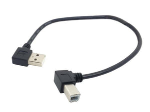 Cavo adattatore da USB A (maschio) a USB tipo B (maschio) angolato a 90° 22 cm