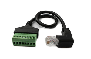 Câble LAN SYSTEM-S 30 cm prise RJ45 vers adaptateur d'angle bornier 8 broches en noir