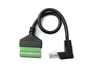 Cable LAN SYSTEM-S Conector RJ45 de 30 cm a adaptador angular de bloque de terminales de 8 pines en negro