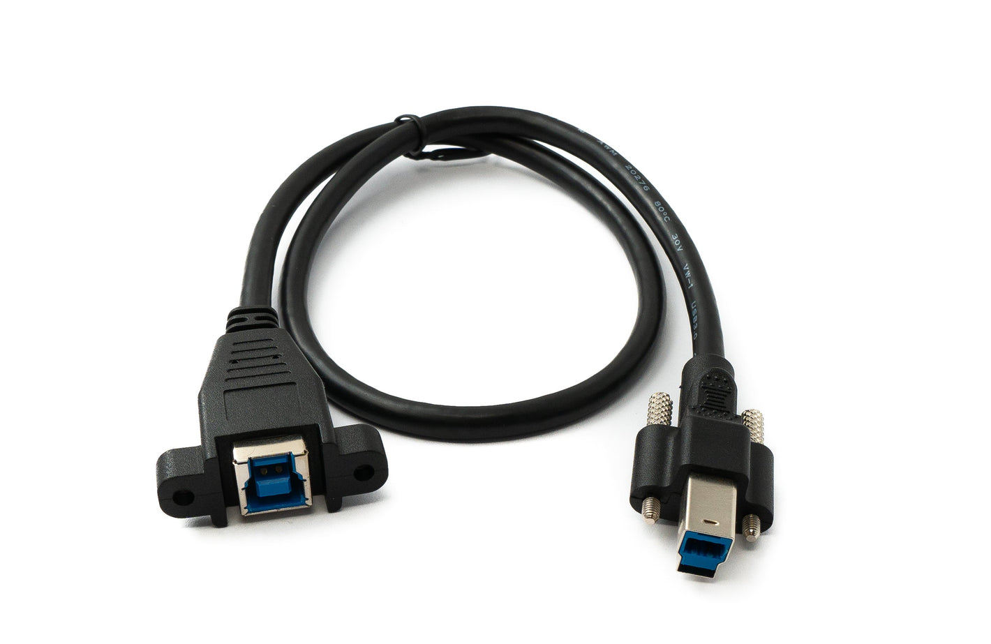 SYSTEM-S USB 3.0 Kabel 50 cm Typ B Stecker zu Buchse Schraube Adapter in Schwarz