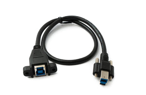 USB 3.0 cable 50 cm type B male to female screw adapter in black