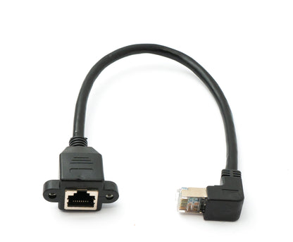 Cable LAN SYSTEM-S 30 cm 8P8C adaptador de tornillo angular macho a hembra en color negro