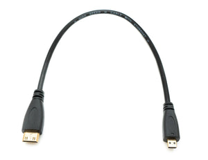 SYSTEM-S HDMI Kabel 30 cm Micro Stecker zu Mini Stecker Adapter in Schwarz