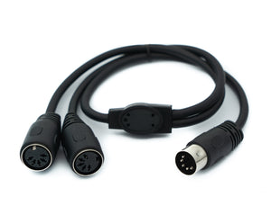SYSTEM-S DIN Y Kabel 50 cm 5 polig Stecker zu 2x Buchse Stereo MIDI Adapter in Schwarz