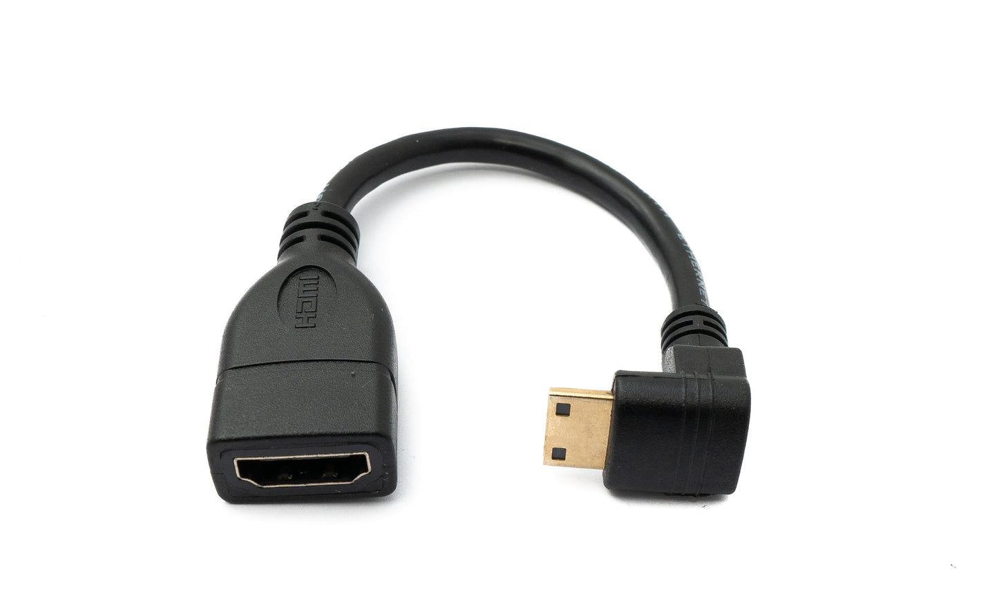 Cavo HDMI 1.4 Mini plug da 17 cm su adattatore angolare per presa standard in nero