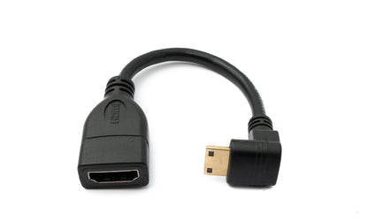 Cavo HDMI 1.4 Mini plug da 17 cm su adattatore angolare per presa standard in nero