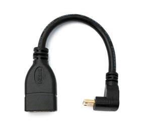 SYSTEM-S HDMI 1.4 Kabel 17 cm Mini Stecker zu Standard Buchse Winkel Adapter in Schwarz