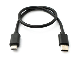 SYSTEM-S USB 3.1 cable 30 cm type C plug to 2.0 micro B plug adapter short in black